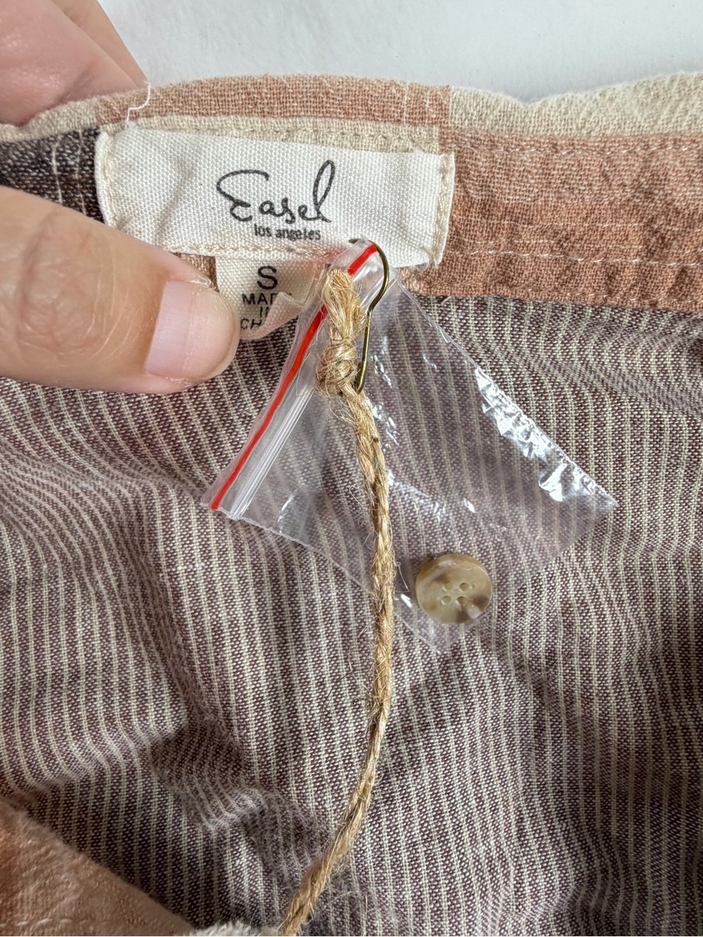 Easel Plaid Button-Front Shirt Jacket - Beige & Brown - Picture 2 of 8